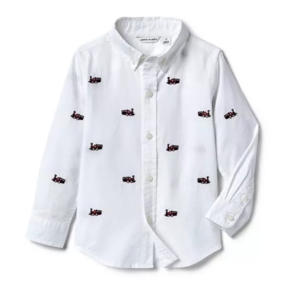 Janie and Jack Train Oxford Shirt-Size 12 to 18 Months